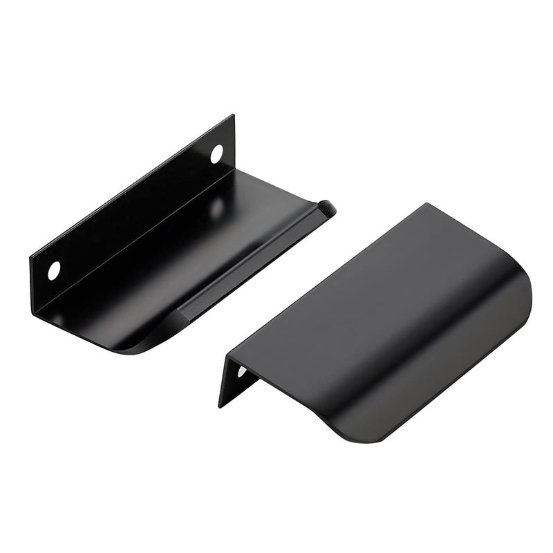Ravinte Hardware 8 Pack Black Cabinet Handles  3.15 Inch (80mm) Finger Edge Pulls  2-1/2 Inch Hole Center  Finger Pulls for Cabinets - Image 1